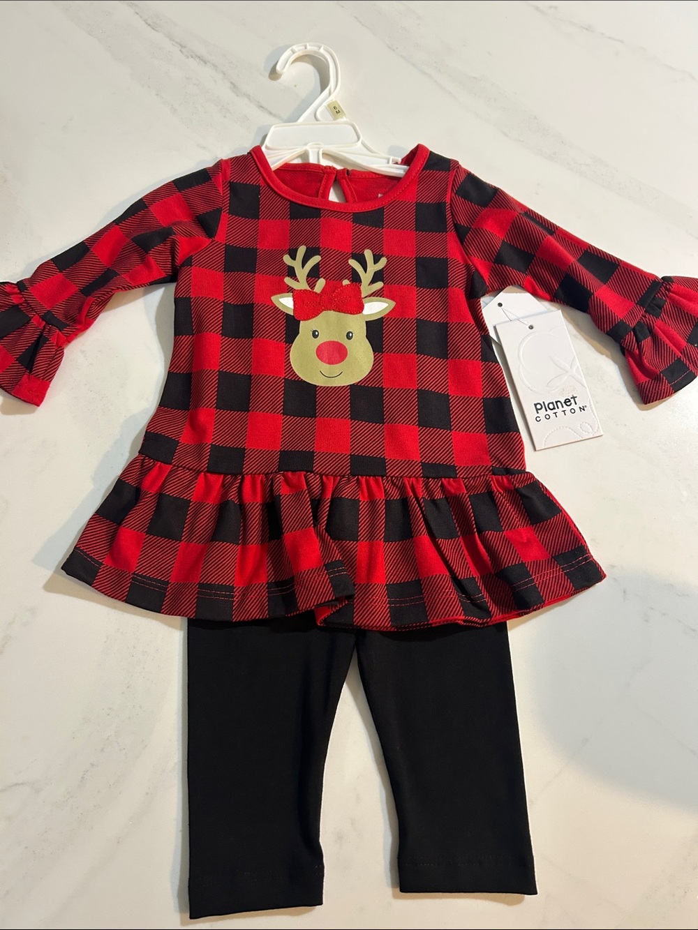 Red Buffalo Plaid Reindeer Kids Matching Set